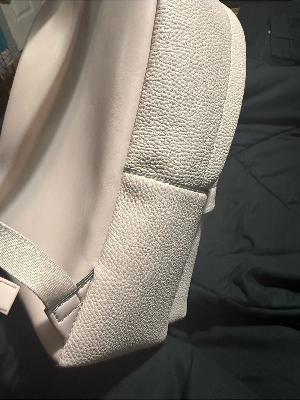 Michael Kors Mini Pebbled Leather Backpack in Pale Pink with Gold Chain
